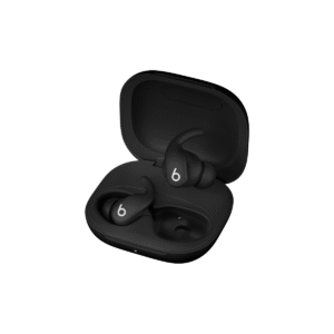 Beats - Powerbeats Fit earbuds inserted into charging case (color: jet black)