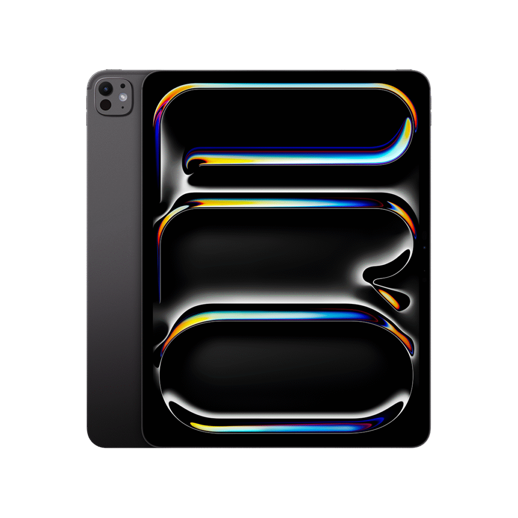 iPad Pro, πίσω όψη, Space Black, Pro σύστημα κάμερας, iPad Pro, μπροστά όψη, bezel μαύρης οθόνης, στρογγυλεμένες γωνίες, 13 ίντσες, M5 Chip, Wi-Fi