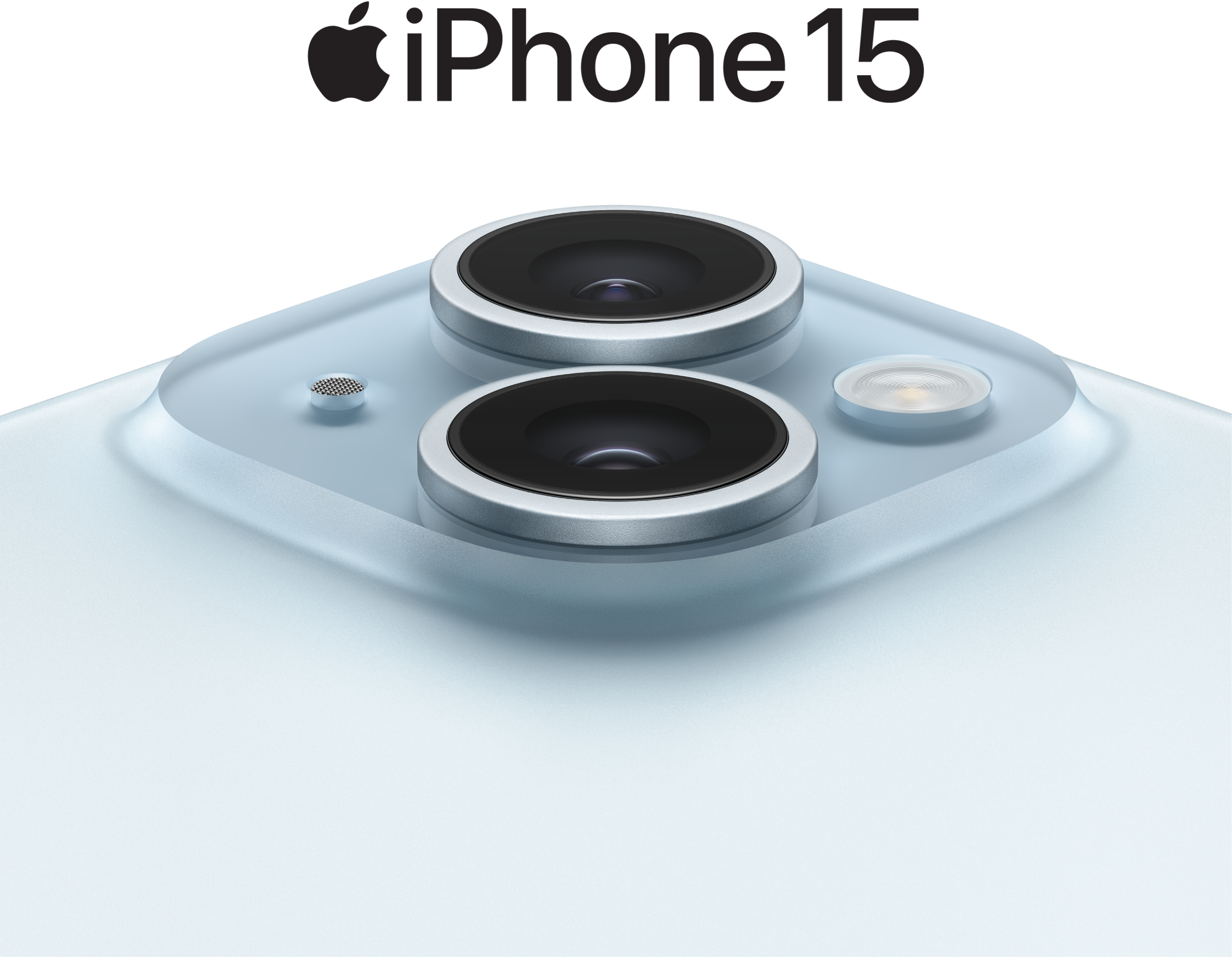 iPhone 15, πίσω πλάγια όψη, σύστημα διπλή κάμερας, χρώμα: blue